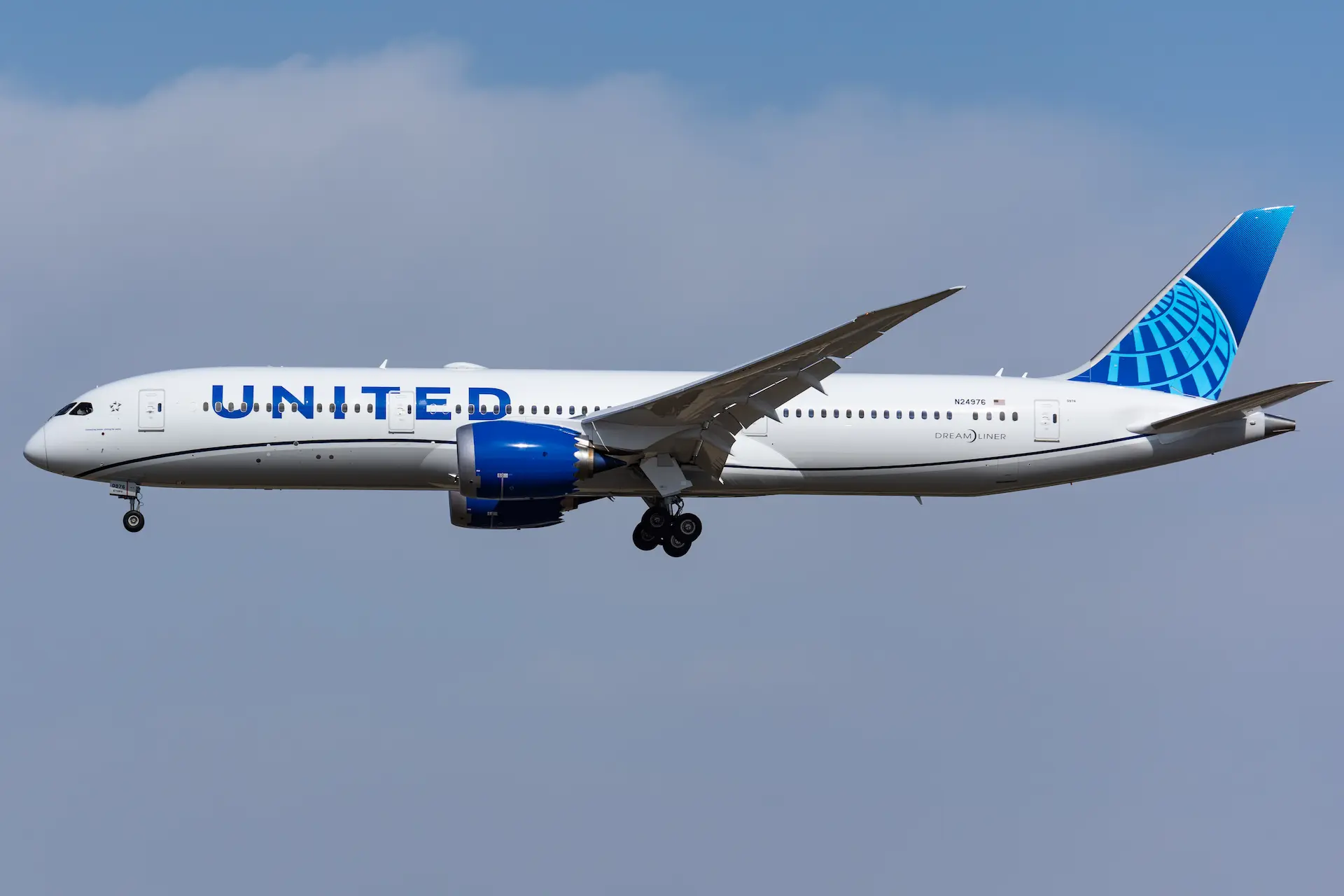 aerial view of united airlines plane