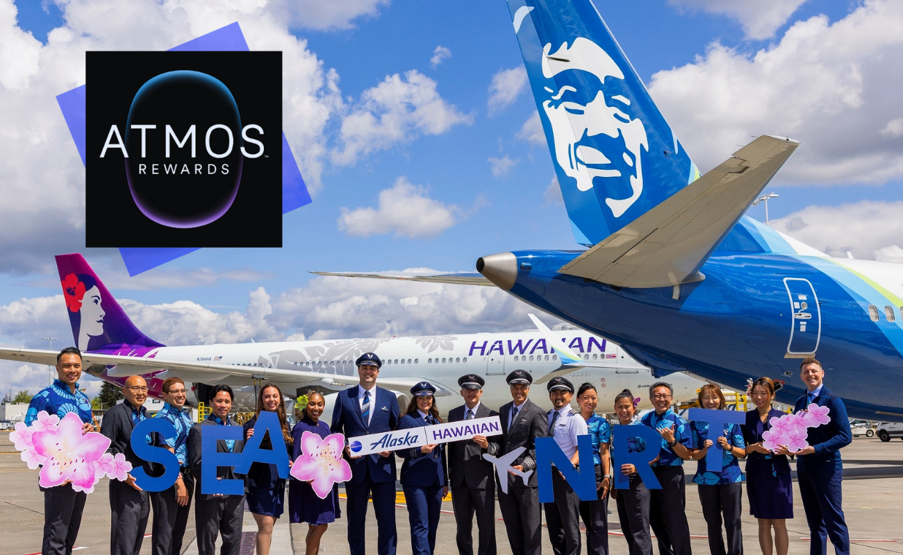 Alaska Airlines with the pilots in front cheering and celebrating