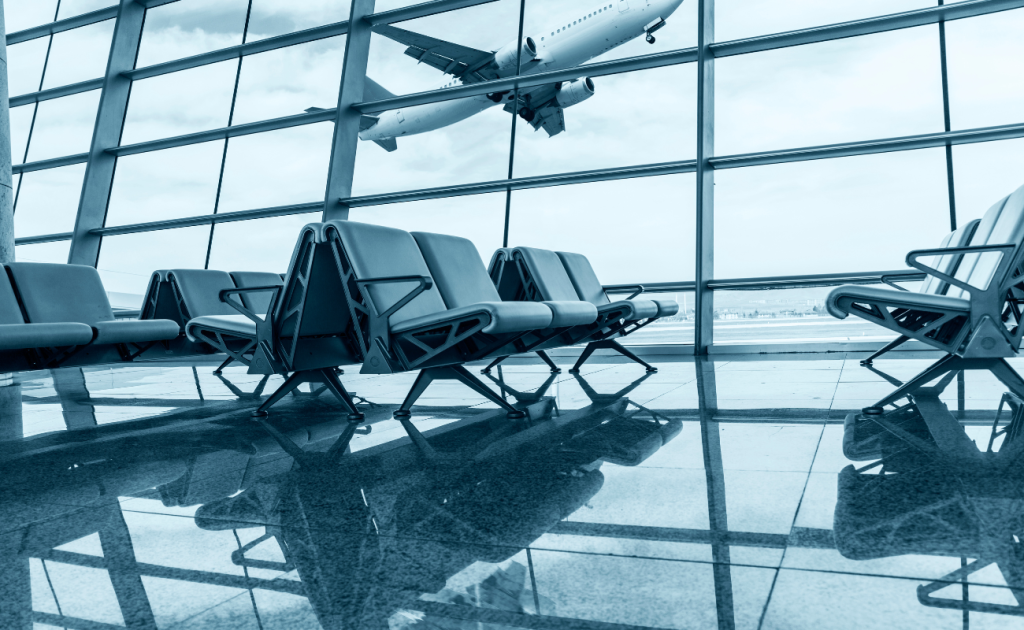 Empty airport gate seating after boarding closes, showing consequences of missing a boarding call in 2026.