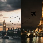 London to Paris flight route viewed from a window seat