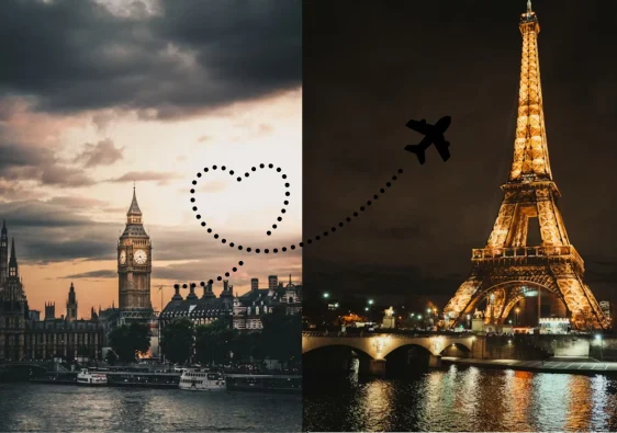 London to Paris flight route viewed from a window seat