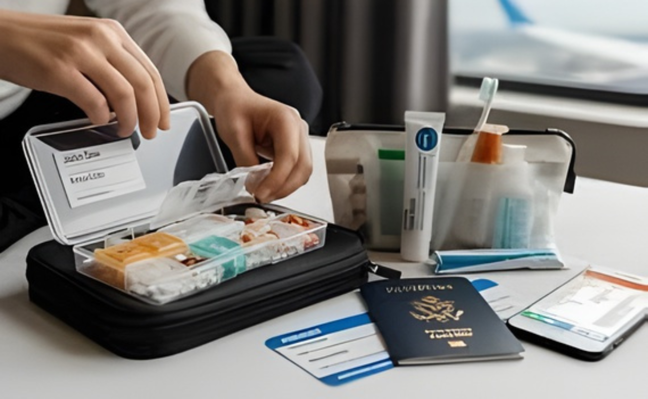 Traveler packing prescription medicine for air travel while following TSA rules in 2026.