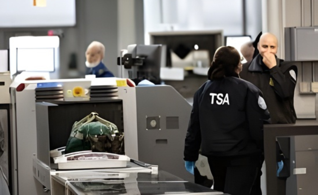 TSA officers screening luggage containing medication under 2026 air travel rules.