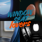 Window seat view from airplane showing wing and blue sky