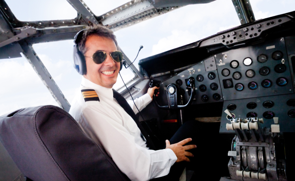 Pilot in cockpit making real-time weather decisions during flight