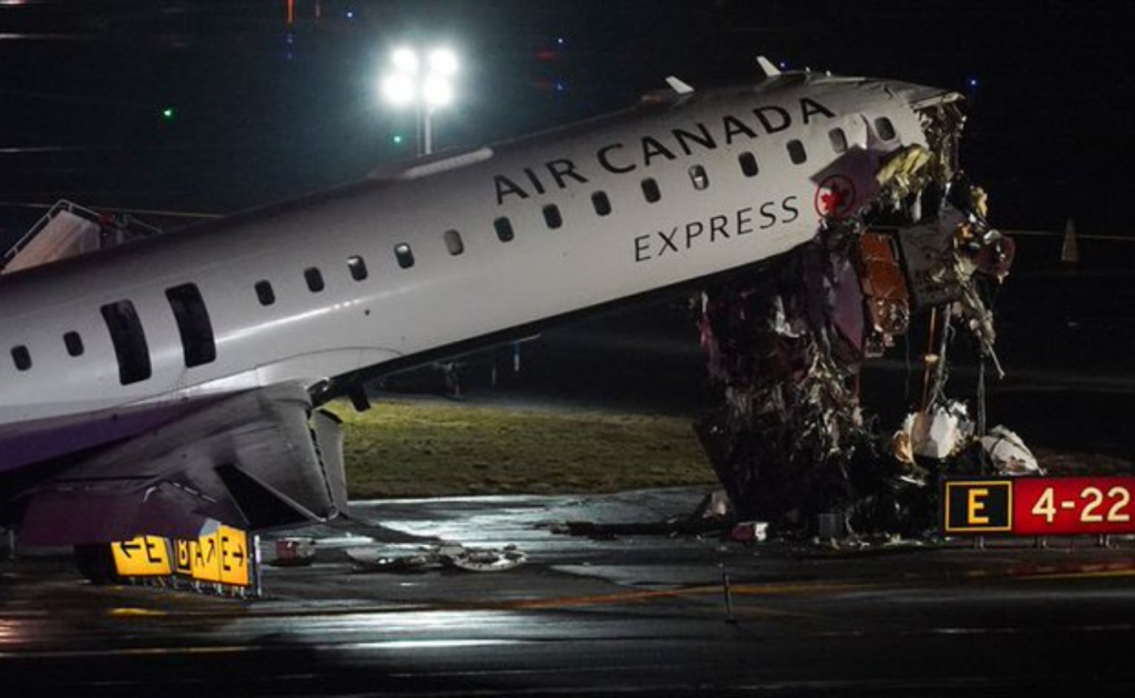 Air Canada Express jet collision damage 